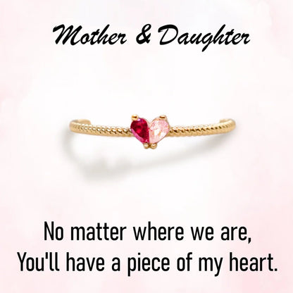 Custom Tiny Heart Birthstone Adjustable Ring