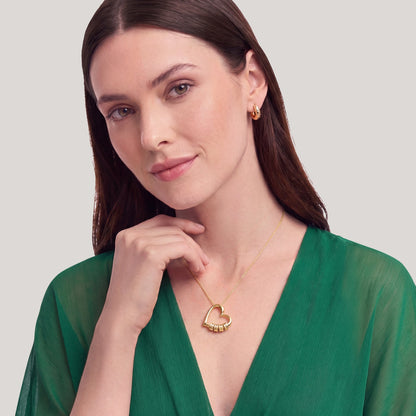 Heart Necklace with Engraved Beads