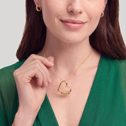 Heart Necklace with Engraved Beads