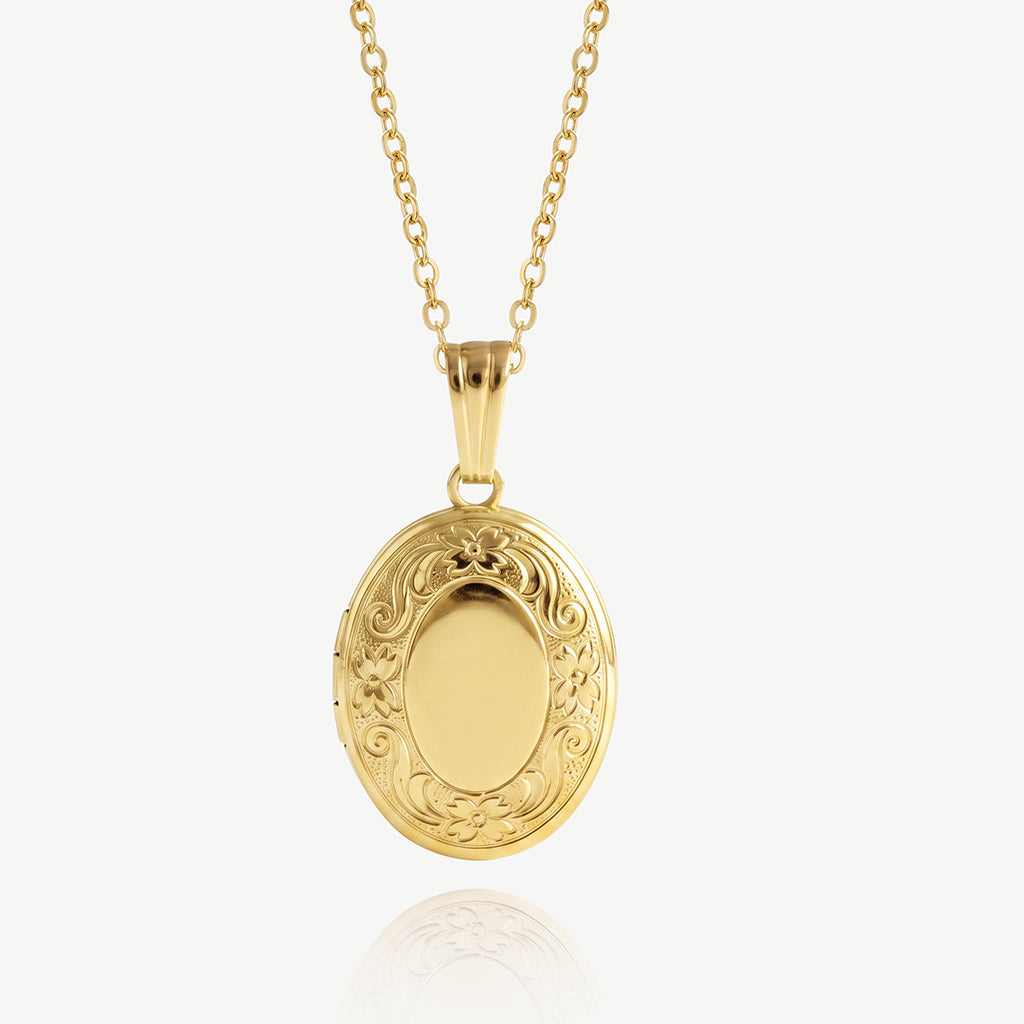 Floral Photo Locket Necklace