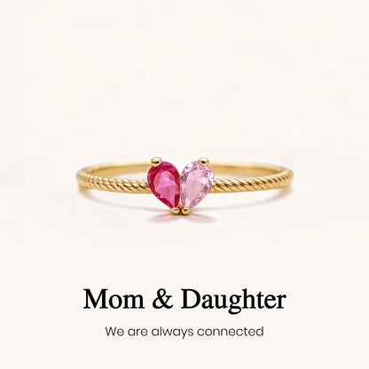 Custom Tiny Heart Birthstone Adjustable Ring